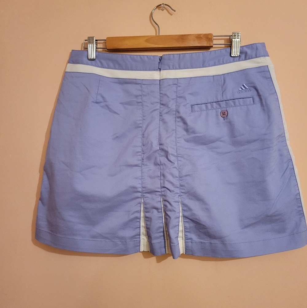 ADIDAS Periwinkle & White Pleated Stretch Golf Tennis Skort Pockets Size 10, EUC